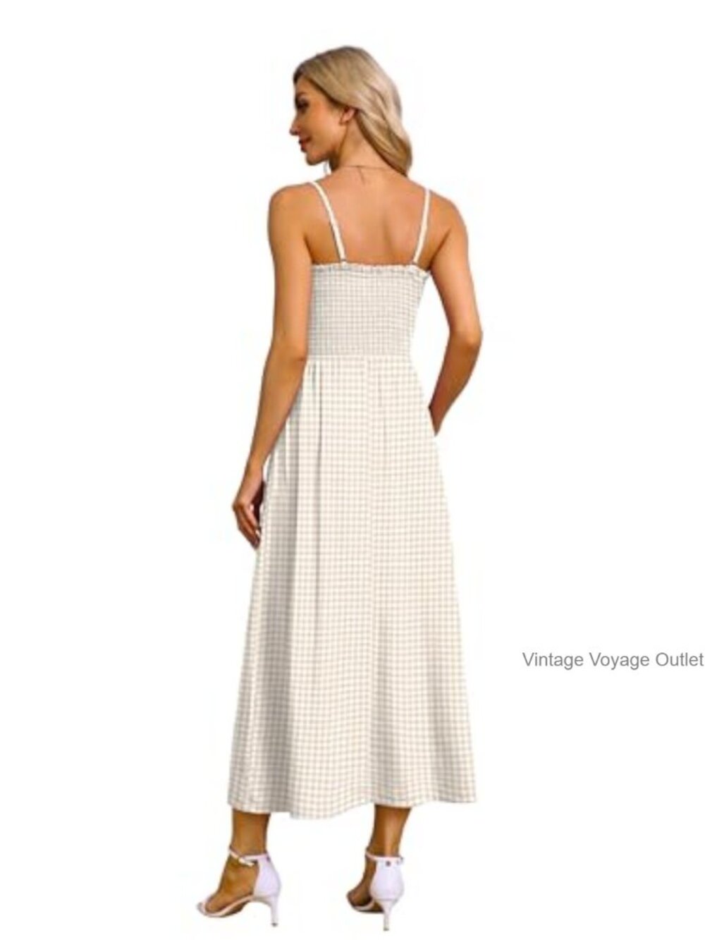 Smocked Spaghetti Strap Maxi Dress with Pockets - Picture 5 of 7